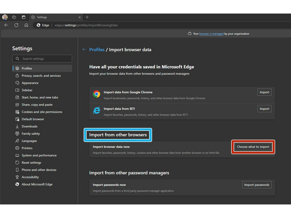 Go to the Import from other browsers section