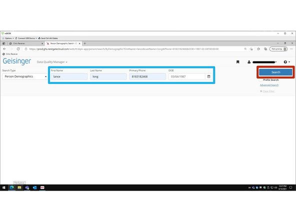 Enter the Person Demographics