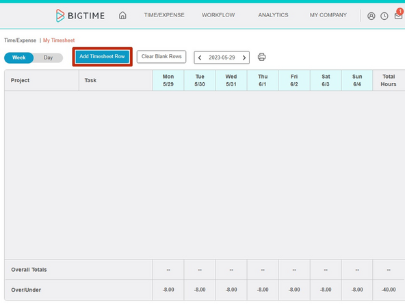 Your Timesheet will appear by default.