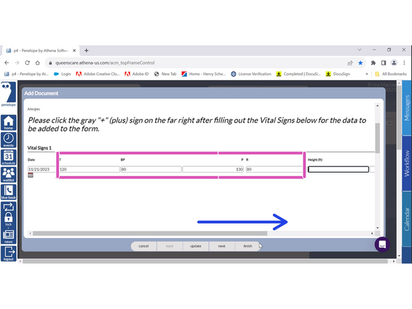 Add the Patient's Vital Signs
