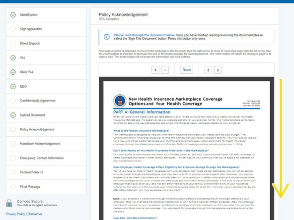 Scroll down and review the New Health Insurance Marketplace Coverage