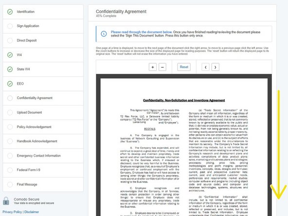 Scroll down and review the Confidentiality, Non-Solicitation and Inventions Agreement