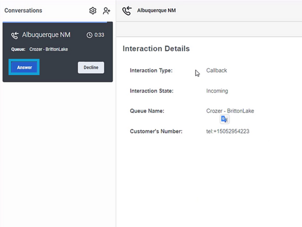 To accept the callback: