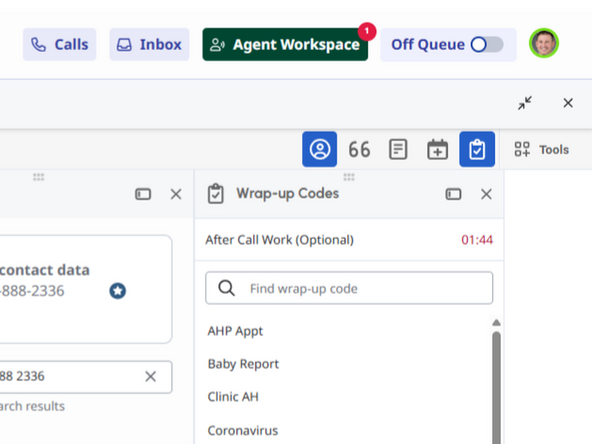A Disposition must be selected after every call.  Another call cannot be accepted until a disposition has been selected.