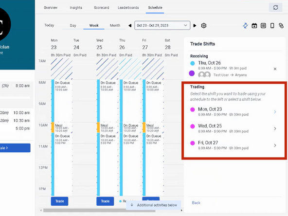 Click the Shift to Trade