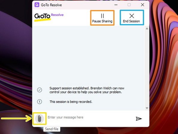 To share a file with your technician: