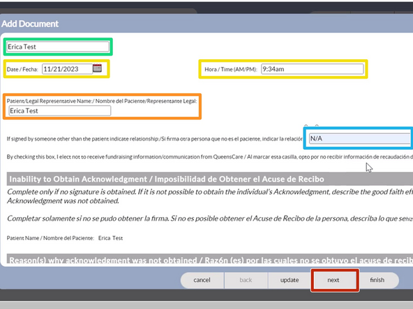 Enter the Patient's Name