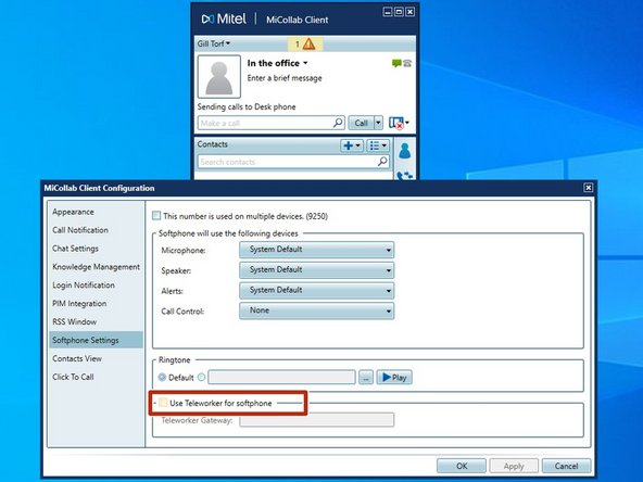 Check the box for Use Teleworker for softphone