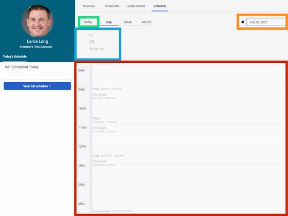 To view your Schedule for the current day: