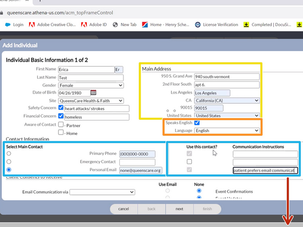 Enter the Patient's Address