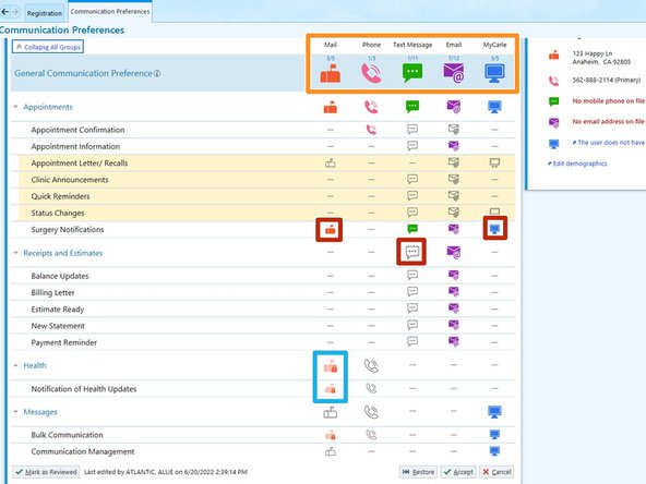 To enable/disable all fields for a specific communication method:
