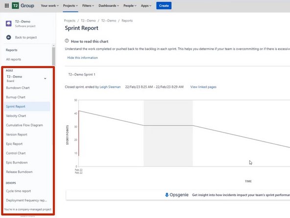 A Sprint Report will appear once you have completed a Sprint.