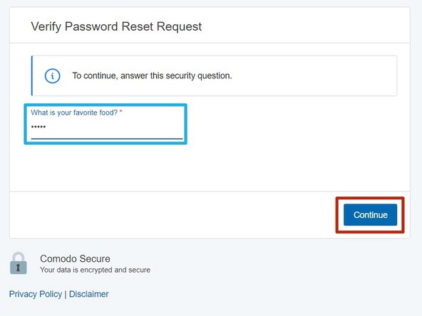 Answer your Security Question