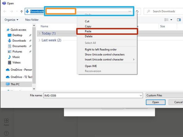 An Open window will appear.