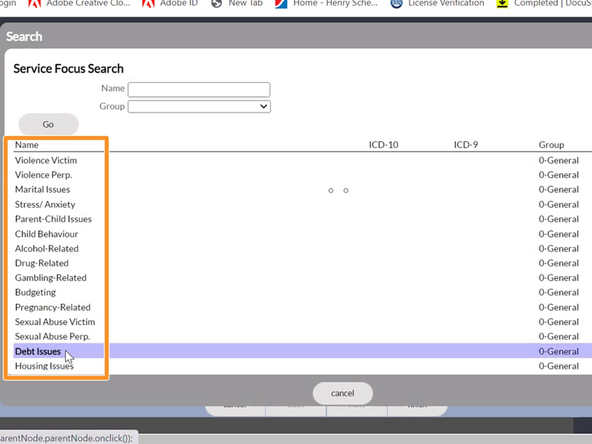 Service Focus 1: Type all