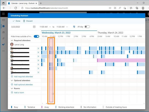 The schedules for all attendees will appear.
