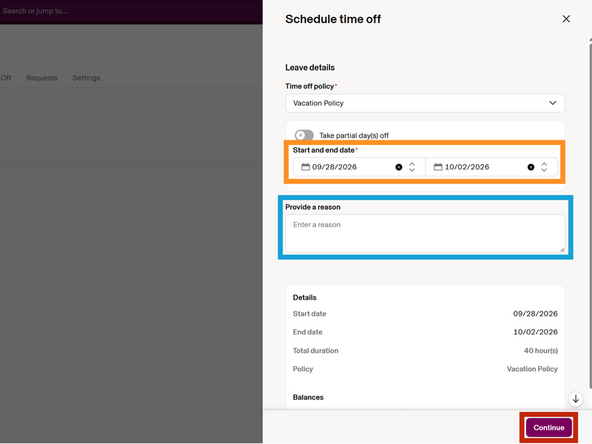Select the Start and End Date