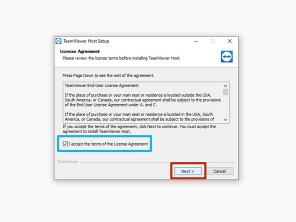 Review and Accept the terms of the License Agreement