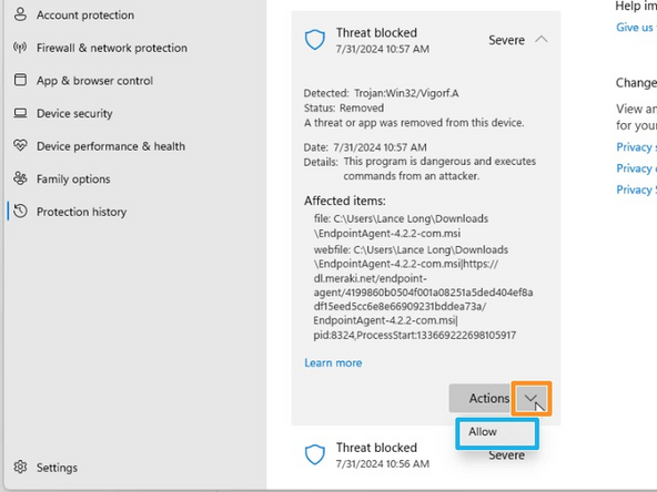 Click on the Actions Arrow