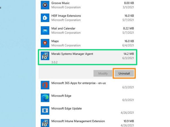 Click on Meraki System Manager Agent