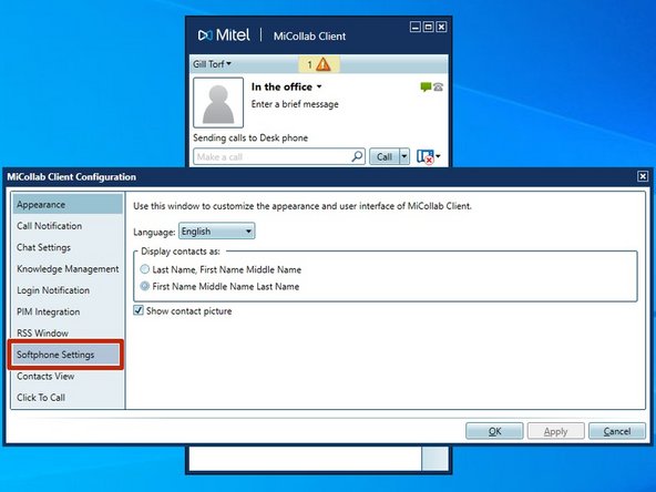Click Softphone Settings