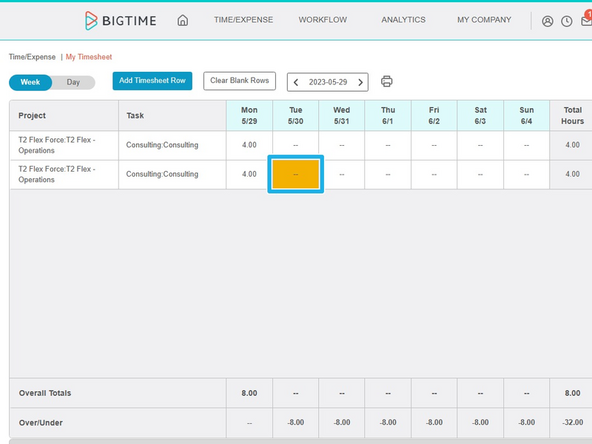 To add hours to another day: