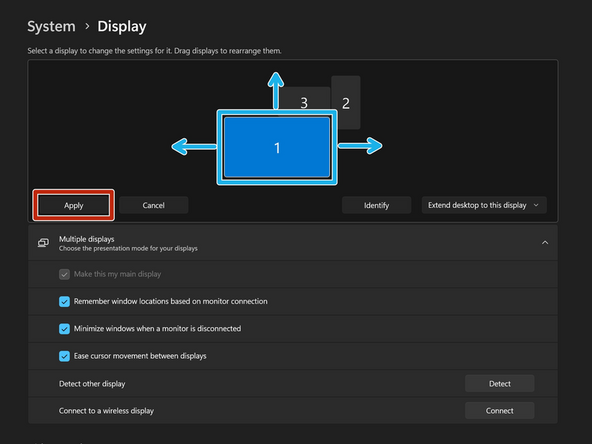 To rearrange the order of the displays: