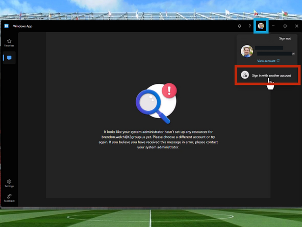 Your T2 email is used by default in the Windows App.  You must sign in with your Geisinger credentials.