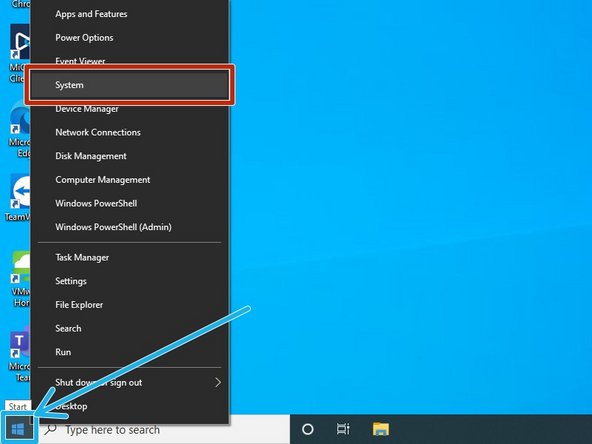 Right-click the Start button in the taskbar