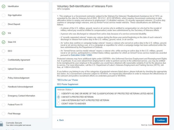 Identify of any Veteran Status