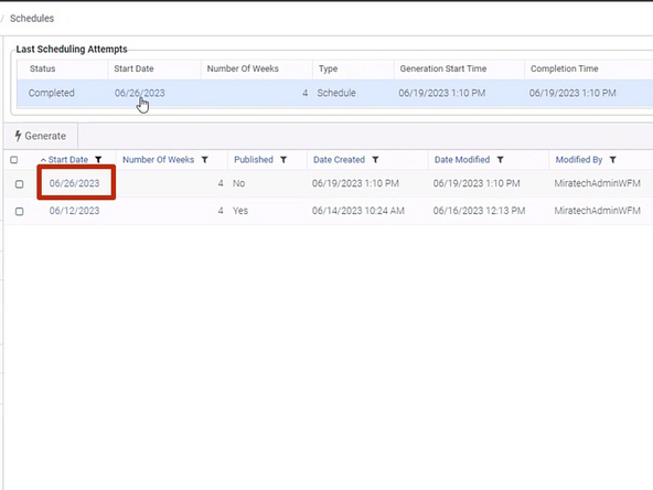 Once the schedule has been generated and you want to review the schedule: