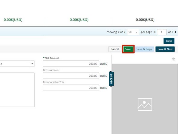 When finished entering your expense and attaching receipt: