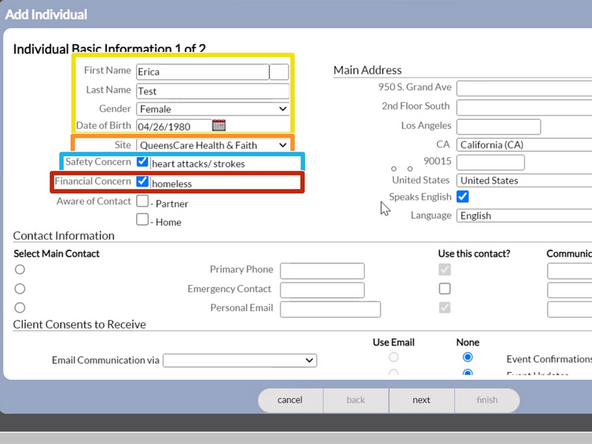Enter the Patient's First / Last Name, Gender and Date of Birth