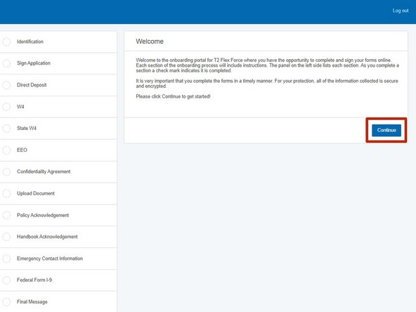 To start your Onboarding: