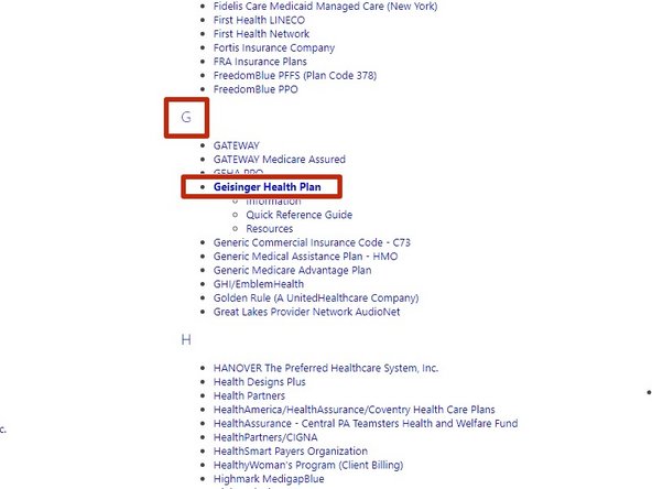 Click on Geisinger Health Plan