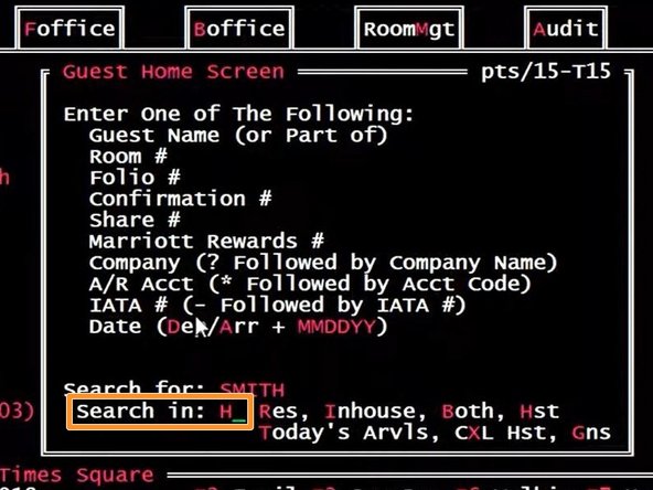 To search the reservation history: