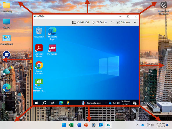 To adjust the size of the VDI window: 