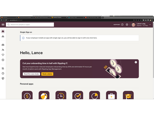 Your Rippling Dashboard will appear once you are signed in.