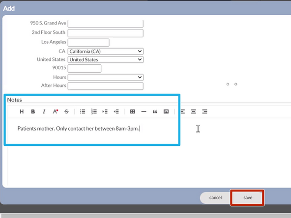 In the Notes section: