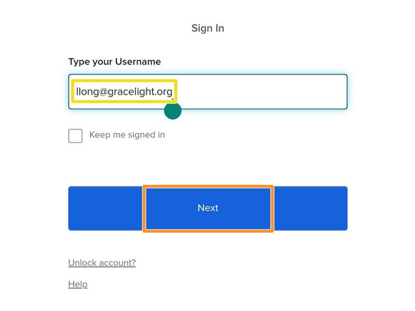 You will need to enter your Gracelight Okta credentials.