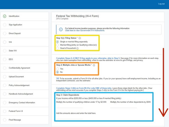 Select your Filing Status