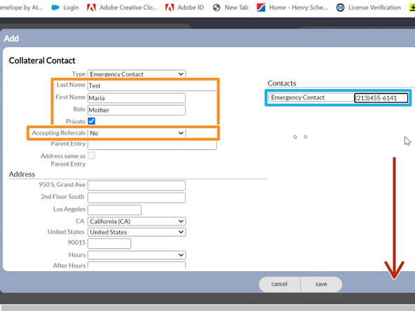 Enter the Emergency Contact Information