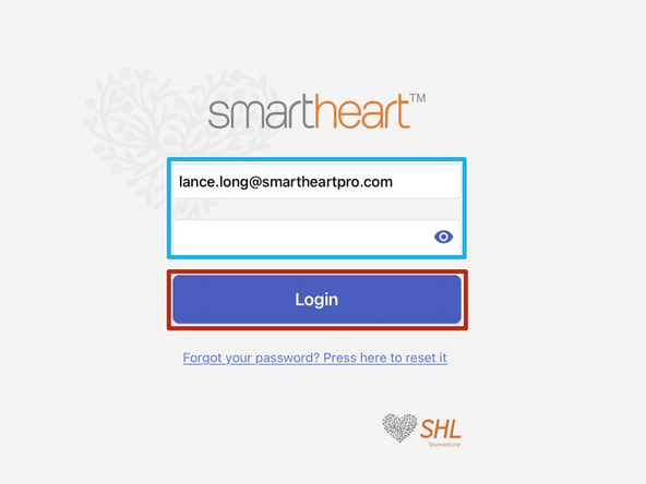 Enter the Email address and Password to your SmartHeart® account