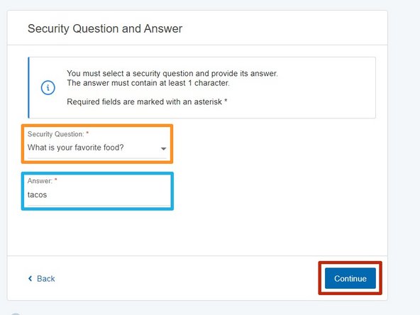 Choose a Security Question