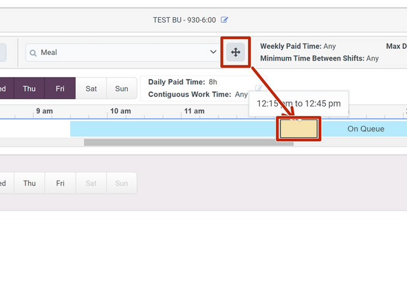 Select the Meal or Break activity