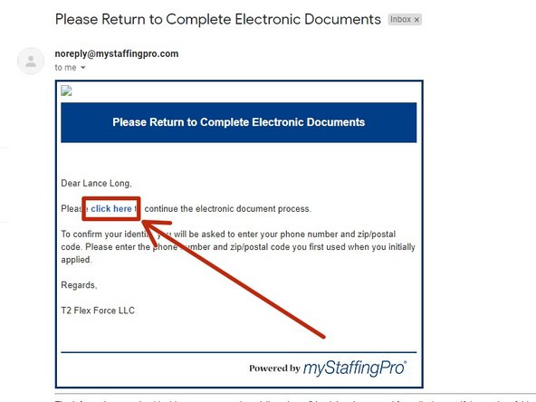 Click click here in the email