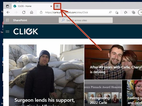 The Carle SharePoint will open as the homepage.