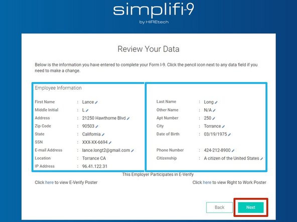 Review your Employee Information