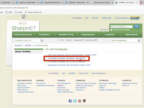 Choose the CM (Case Manager) On Call Schedule