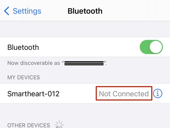 If SmartHeart® appears Not Connected: